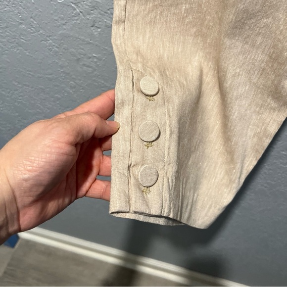 J. Jill Womens Pant Large Beige Linen Stretch Resort Vacation Vanilla Minimalist - Picture 5 of 5